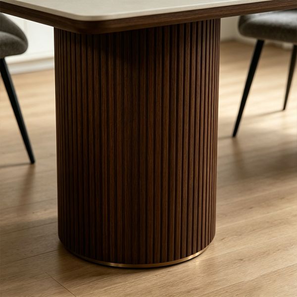 Ensemble Salle Manger Complet Solid Wood Dining Table Stone Slate Top Dining Room Furniture 6 Seater Modern Wooden Dining Table