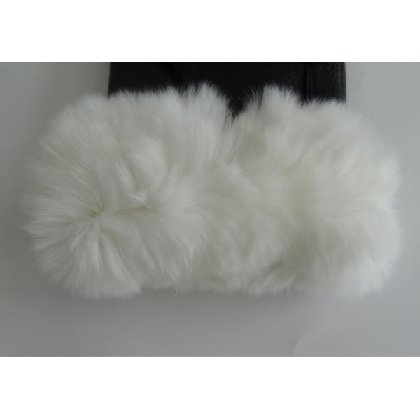 Black Rabbit Fur Lined Deerskin Mens Soft Leather Gloves