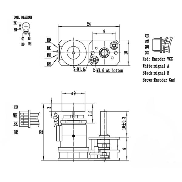 2 Phase 4 Wires 10mm Micro Metal Gearmotor Stepper Motor With encoder
