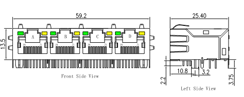 4 порт PoE RJ45 соединитель Magjack 10/100Base-T Bob Smith Termination