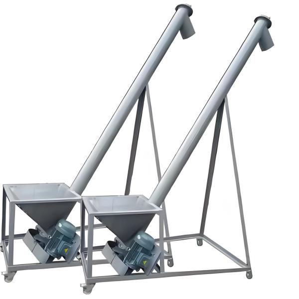 Stainless Steel Flexible Incline Spiral Feeder with PLC Control and Adjustable Incline for Grain & Rice Hull Transportation