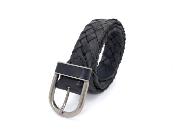 Eco - Friendly Mens Casual Leather Belt Black / Jeans Genuine Leather Braided Belt