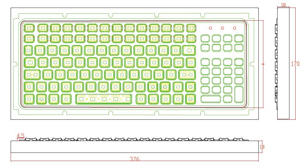 Клавиатура настольного компьютера washable силикона IP68 промышленная с численный кнопочной панелью