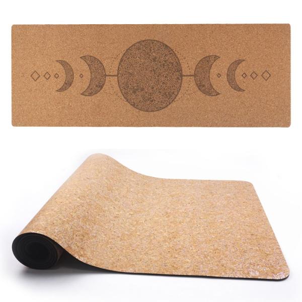 Eco Friendly Cork Alignment Yoga Mat and Block Set Custom Print Rubber Large Thick for Working Out Stretching