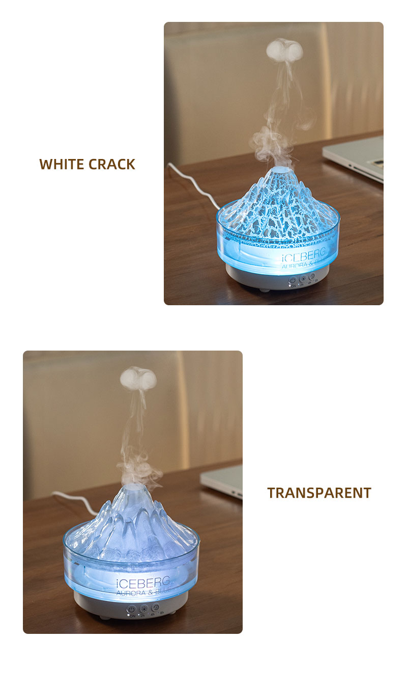 Waterscape Pattern Stone 7 Color Night Light 260 Tank Jellyfish Mist Humidifier Flame Magma Crack Volcanic Aroma Diffuser