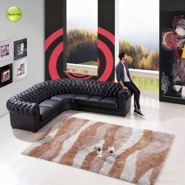 Sophisticated Button - Tufted Leather Lounge: Luxe Feel, Curved Silhouette – Enhance Home Aesthetic