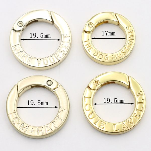 Flat Antique Brass Carabiner 30mm O Ring Keychain With Push Gate