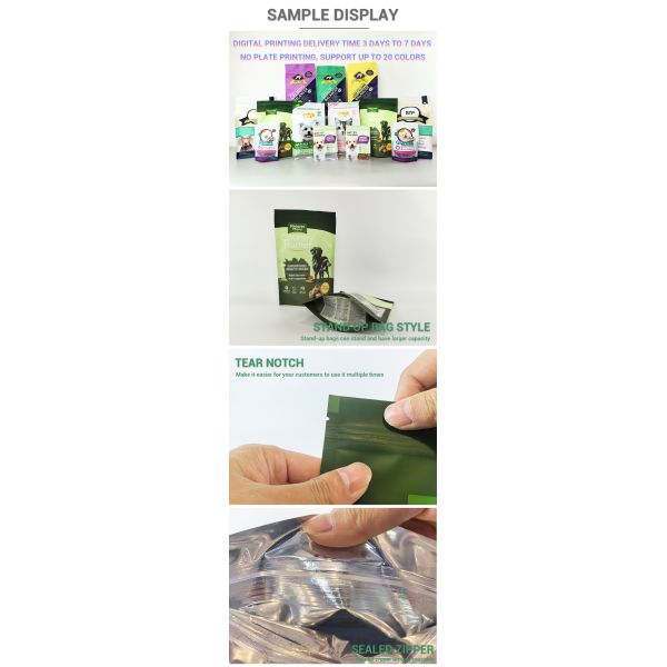 Custom-Logo Stand-up Zipper Bag Resealable Matt or Glossy Finished Food Grade Packaging Mylar Doypack Bags