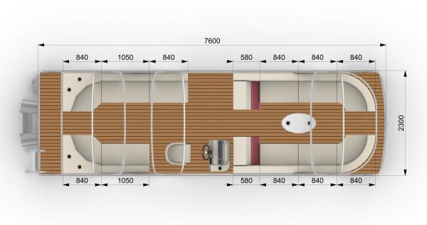 Bateau de type ponton à couche unique de 25-30 pieds de longueur 7,6 m Construction en aluminium