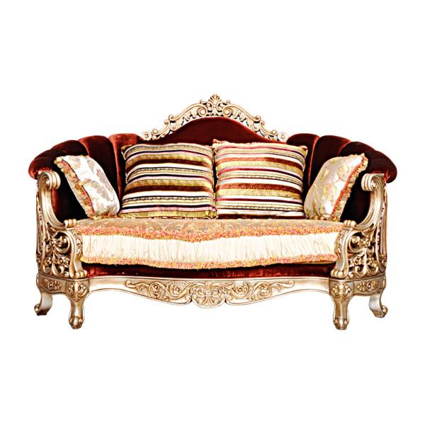 European Style Solid Wood Living Room Furniture Fabric Small Apartment Sofa 3 Seater