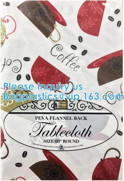 Flannel Backed Tablecloth, Indoor/Outdoor Tablecloth Non Toxic Christmas PVC Vinyl Holiday Kitchen Tablecloth Eco-Friend