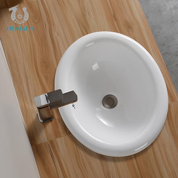 Round Under Mounted Bathroom Inset Basin White Customizable Size High Quality Hotel