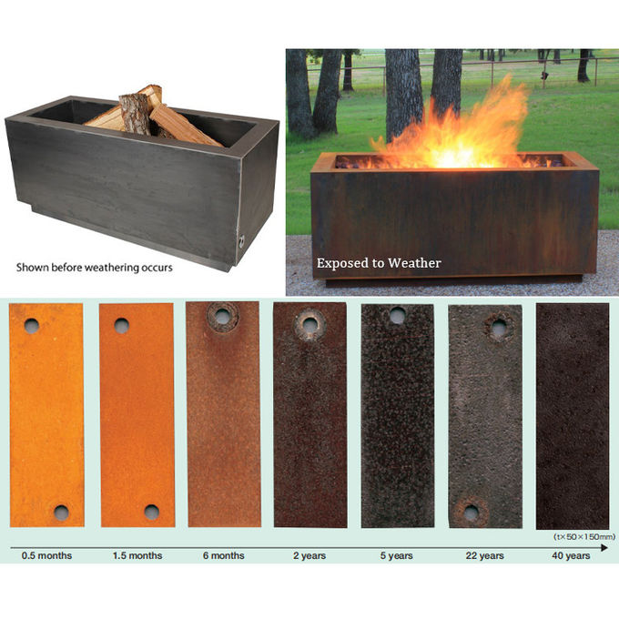 Freestanding древесина горя яму огня Corten стальную прямоугольный