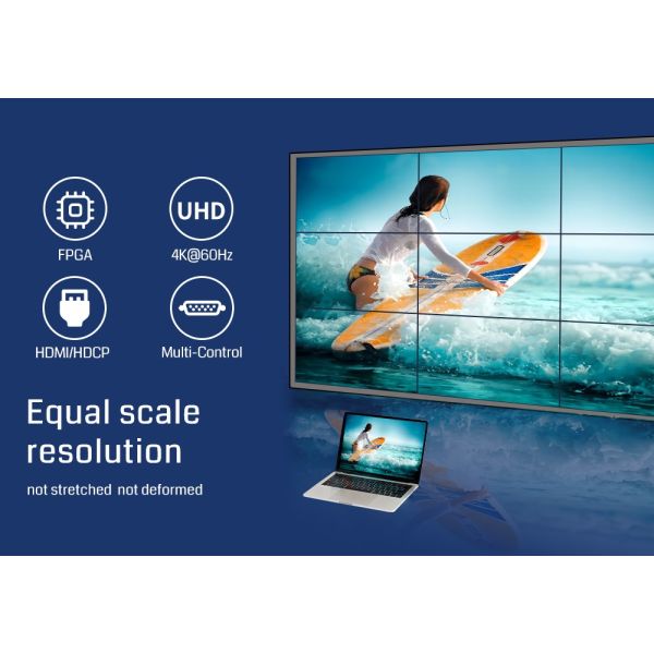 4K@60Hz Video Wall Controller with 9 HDMI Outputs and FPGA Chip for Multi-Screen Expansion