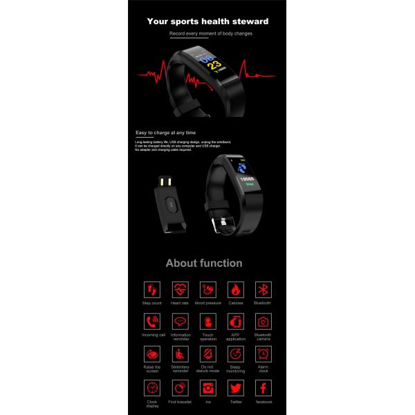 добавочный умный спорт водоустойчивое Reloj Inteligente 160 MAh дозора 115 браслет NFC 115 положительных величин подгонял