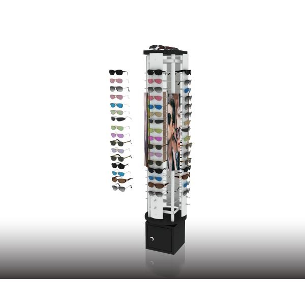 Black Metal Sunglasses Display Case With LED Lighting