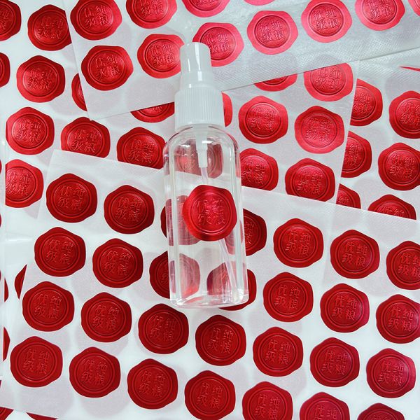 Custom Design Die Cut Circle Red Embossed Sticker Labels Luxury Self-adhesive Jar Bottle Seal Labels Sheet With Embossed Logo