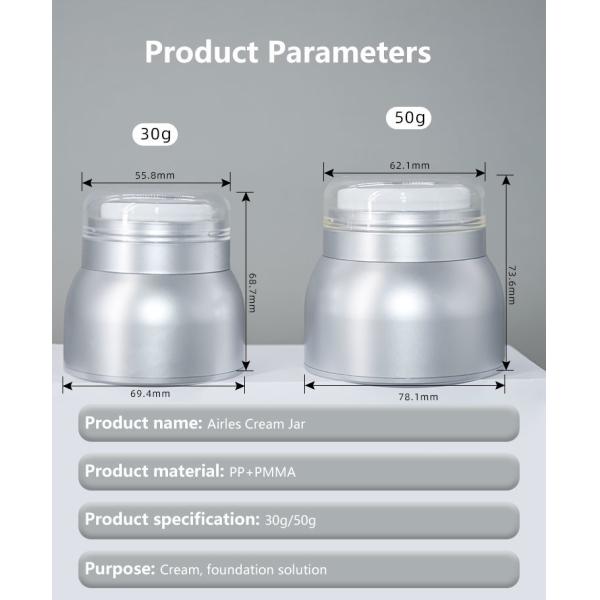 Акриловый безвоздушный косметический опарник упаковывая Skincare 30g 50g