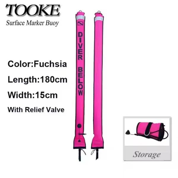 1.8M Nylon Adjustable Scuba Safety Sausage For Underwater Low Visibility Conditions