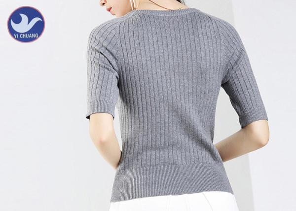 Women Crew Neck Short Sleeve Sweaters For Summer 100% Combed Cotton Soft