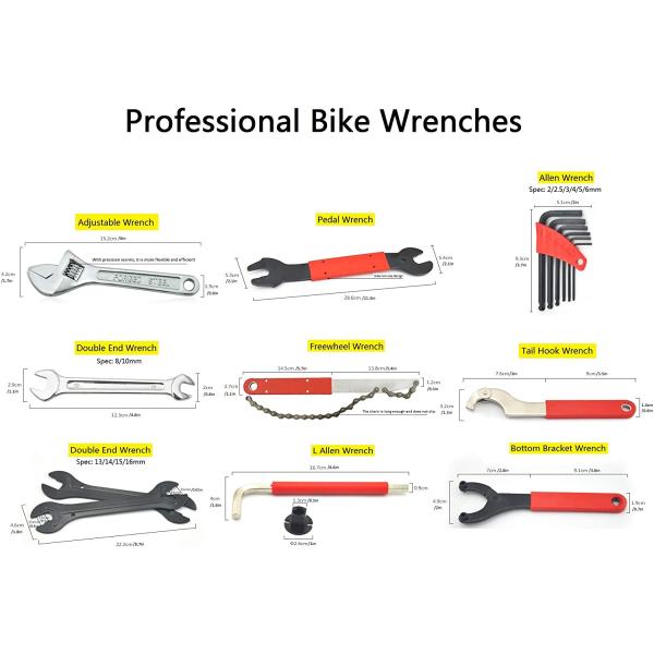 Portable Bike Repair Tool Kit 44pcs for Mountain and Road Bikes Packing Size 34*32.5*28cm