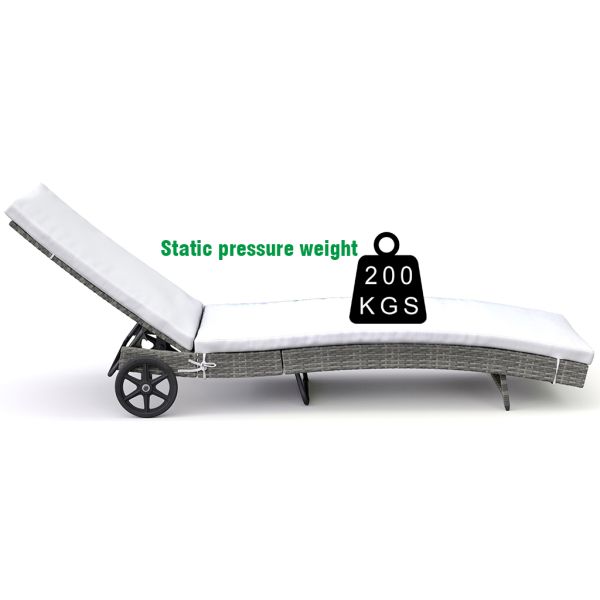 Outdoor Beach Swimming Pool Folding Lounge Chair Sunbed With 2 Wheels Customized Rattan Sunlounger