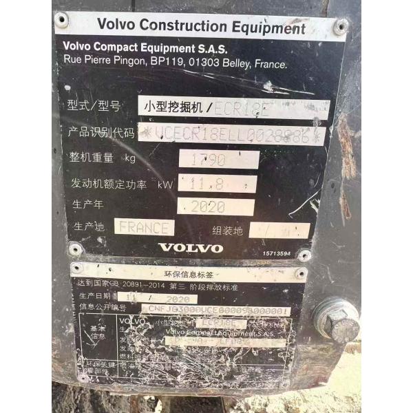 Excavateur mini Volvo EC18 d'occasion 2020 920hrs Importation française