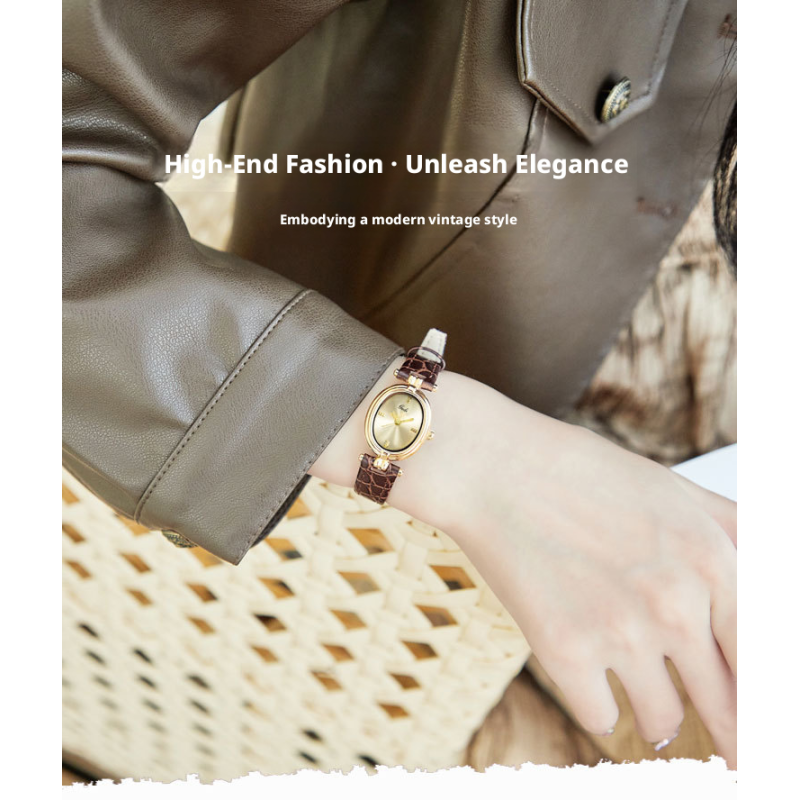 Vintage Women's Dress Watch – Sunburst Gold Dial Black Leather Strap