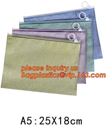 have fashion sense bag,classic cosmetic bag,space utilization,Pvc Document Clear Plastic Snap Button File Bag bagease