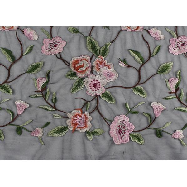 Серый цветок 3Д полиэстера вышил ткани шнурка двором для дамы Одевать