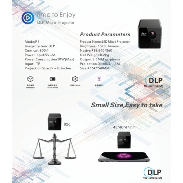 Portable HD DLP Projector Black Mini WIFI Projector / 1080p Smart Micro Projector