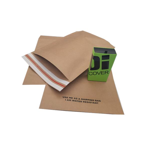 370x450mm Biodegradable Paper Bags 80mm Flap Recycled Kraft Paper Bags