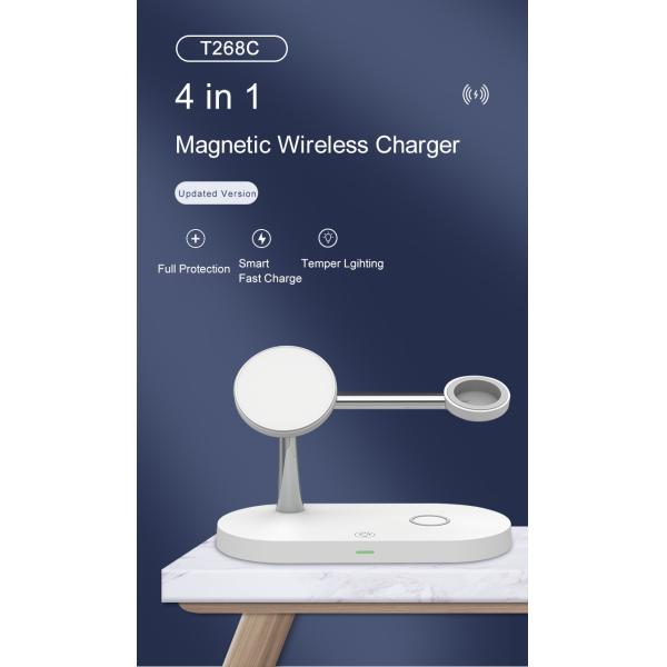 Qi Standard Night Light Wireless Charger With Earphone And Watch Charging