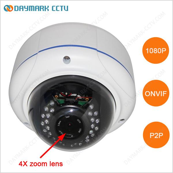 HD 1080P Waterproof Zoom IR Dome IP Camera P2P Plug and Play