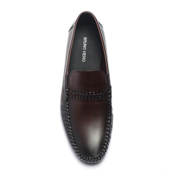 Fashionable durable anti skid Coffee Mens Leather Moccasins