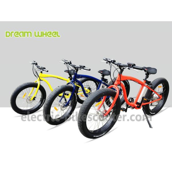 750W Electric Beach Cruiser Bikes Orange Aluminum Alloy 6061
