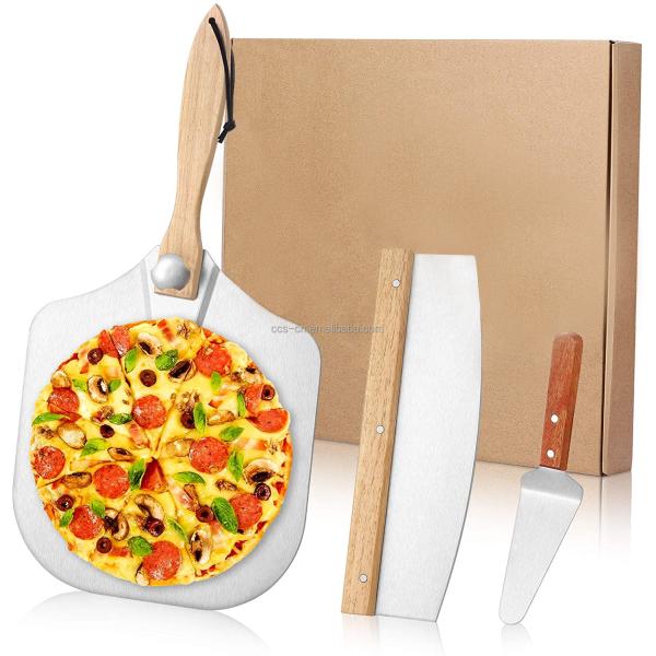Лопата для пиццы 12 дюймов алюминиевая со складной ручкой и набором колес для пиццы 10 см