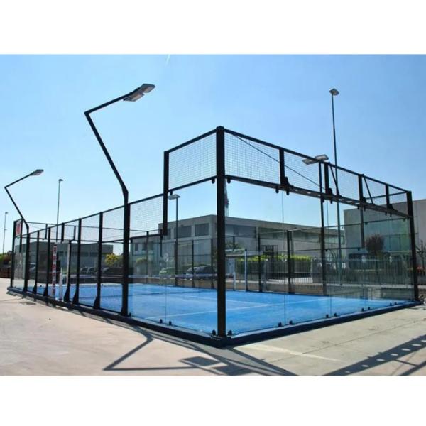 Hot Dip Galvanized Poles Tennis Padel Court Indoor Padel Stadium Customized Logo / Size With Artificial Grass Accessories