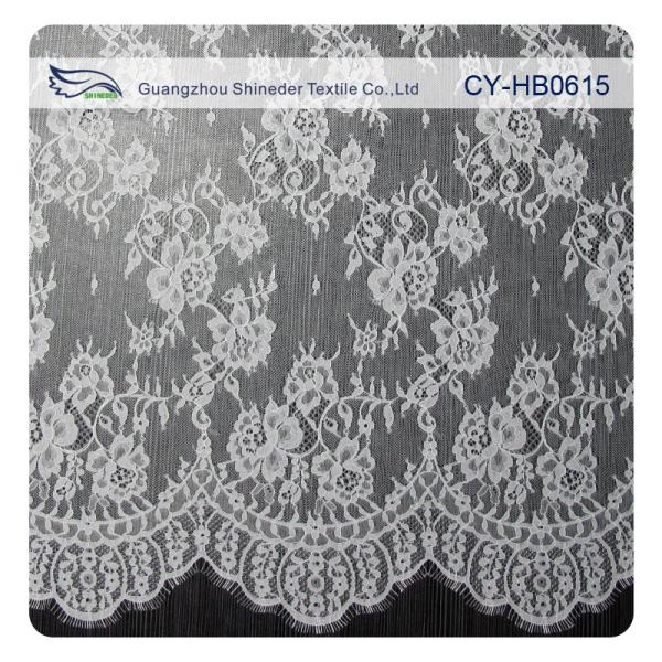 White Flower Sewing Eyelash Lace Trim For Bridal Wedding Gown