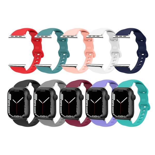 High Quality Silicone Watch Bands Sport Strap for Apple Watch 7 6 5 4 3 2 1 38mm 40mm 42mm 44mm Rubber Watch Strap