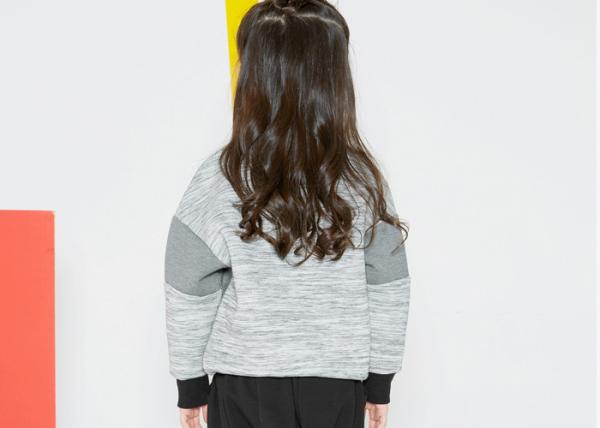 Patched Design Girls Hooded Pullover , Girls Winter Clothes Double Faced Scuba
