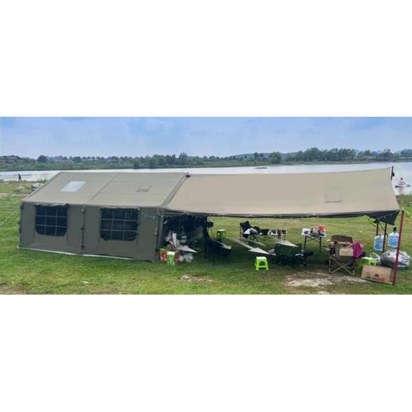 Military Green Inflatable Tent Exquisite Outdoor Camping 17.2 Square Meters Cotton Cloth