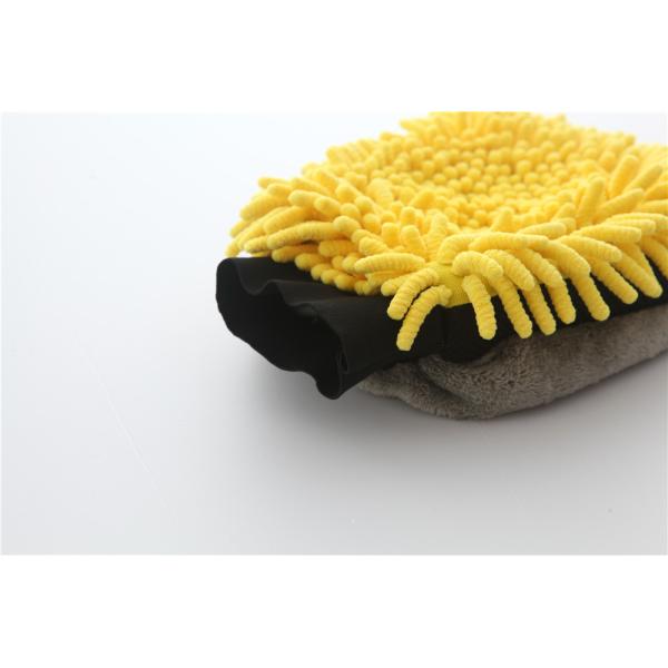 yellow/grey color microfiber plush chenille car cleaning detailing house cleaning wash mitts/gloves