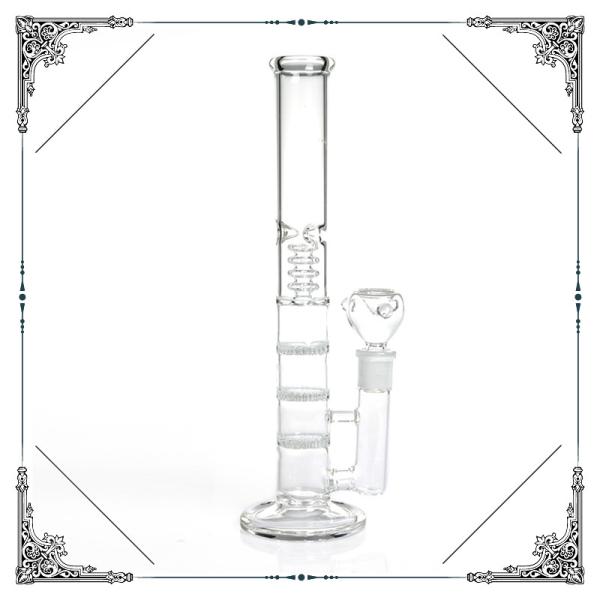 Triple Honeycomb Percolator Hookah Bongs 12 Inch Clear Straight Tube Glass Smoking Pipe