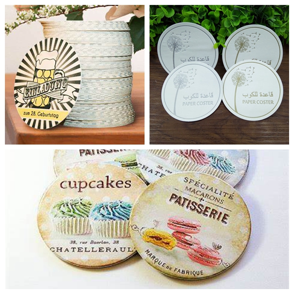 Uncoated White Absorbent Cardboard Drink Coaster Light Weight 0.4mm