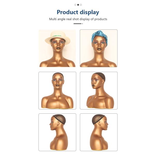 16.54 Inch Height PVC African American Mannequin Head With Shoulders female