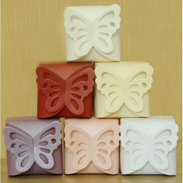 Luxury Embossed Pearlized Wedding Favour Gift Boxes  With Bow