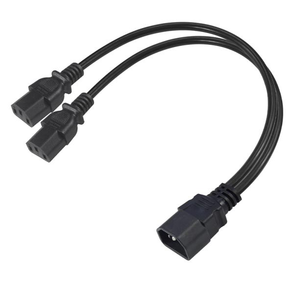 C14 to Dual C13 Power Splitter Cable 16AWG 10A 250V Right Angle