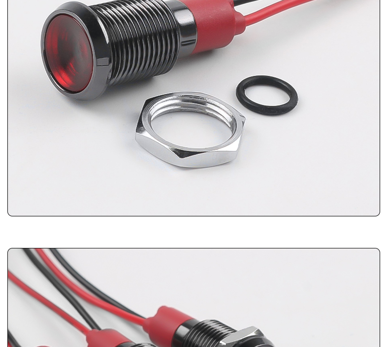 Durable Versatile 10mm Oxidized Black Metal Multi-color LED Power Indicator Lights IP65 Protection IK08 Rated Wire Connection