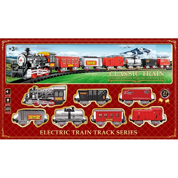 Electric Classic Train Railway Race Set W / Sound For Christmas Gift
